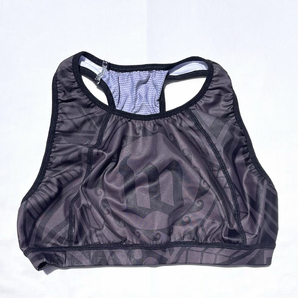 Wattie Ink Tri Cycling Sports Bra Womens XL Gray Black Tribal